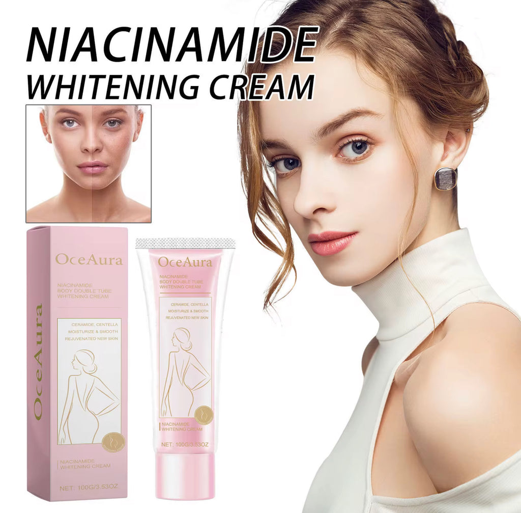 OceAura Niacinamide Body Whitening Cream – 100g
Créme Éclaircissante & Hydratante à la Niacinamide
